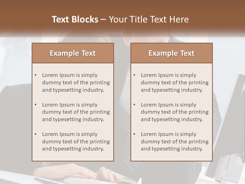A Man And A Woman Looking At A Computer Screen PowerPoint Template