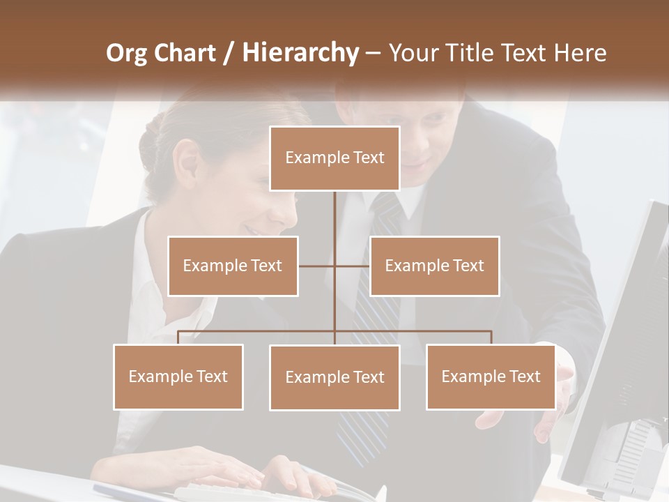 A Man And A Woman Looking At A Computer Screen PowerPoint Template