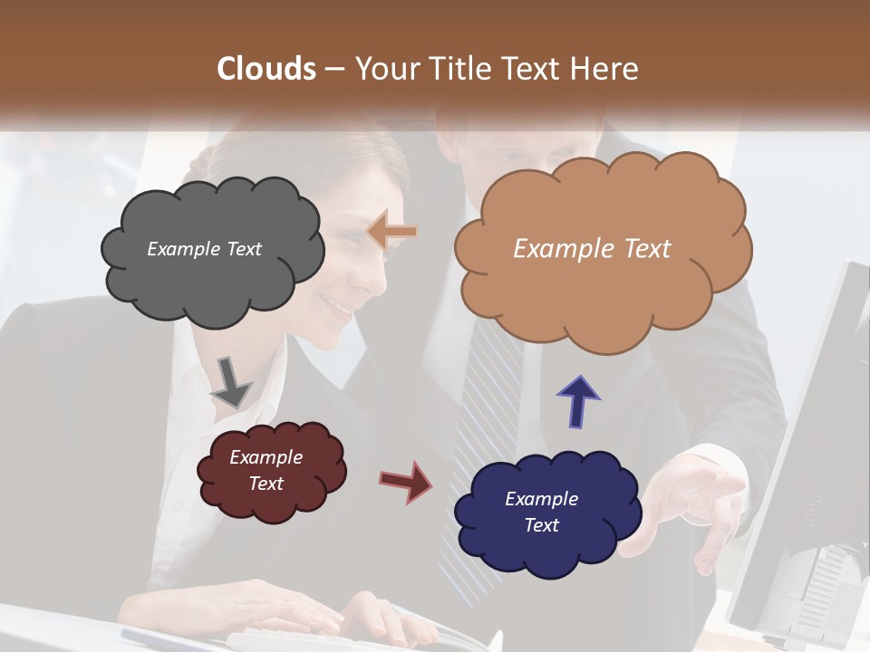 A Man And A Woman Looking At A Computer Screen PowerPoint Template
