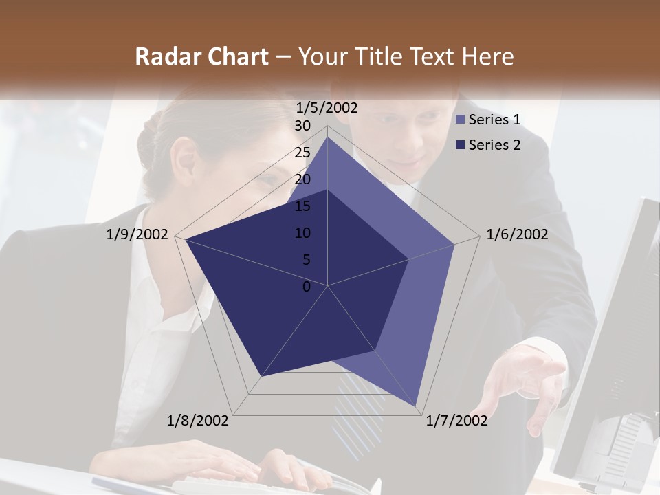 A Man And A Woman Looking At A Computer Screen PowerPoint Template