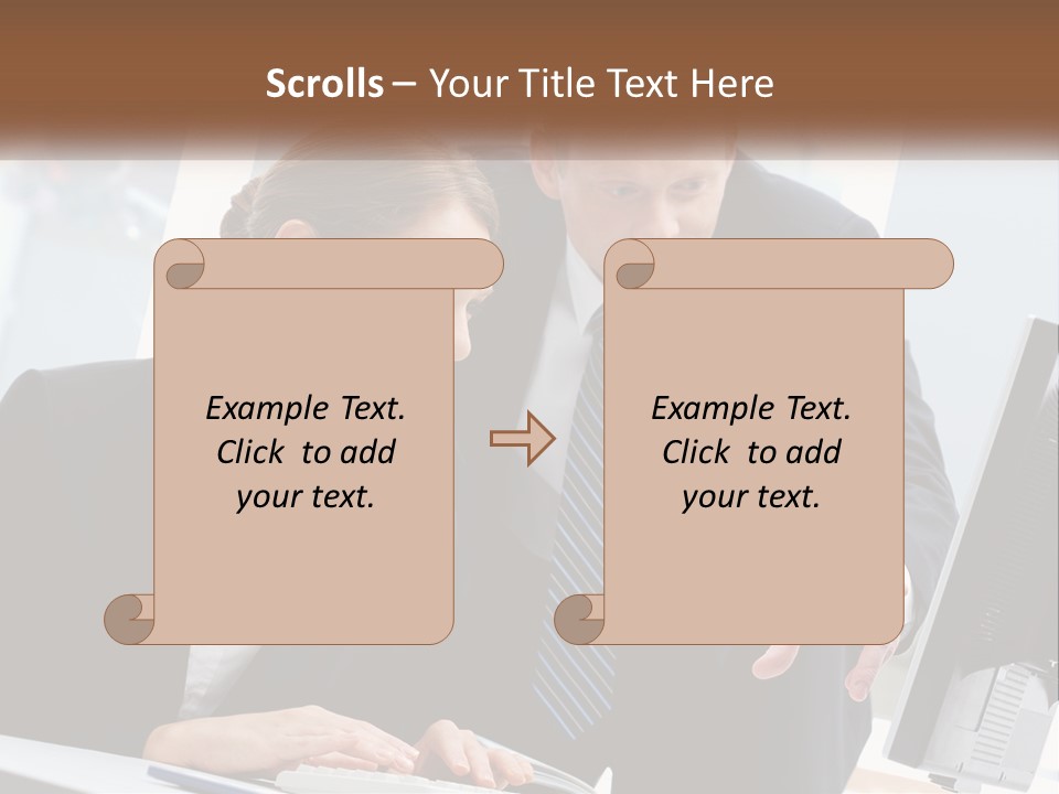 A Man And A Woman Looking At A Computer Screen PowerPoint Template