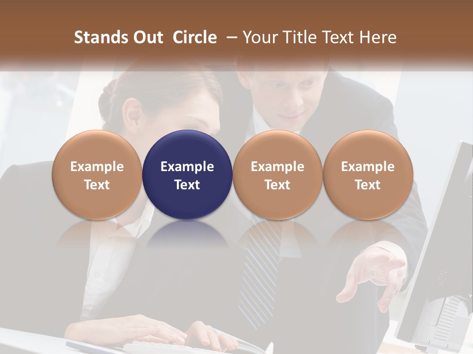 A Man And A Woman Looking At A Computer Screen PowerPoint Template