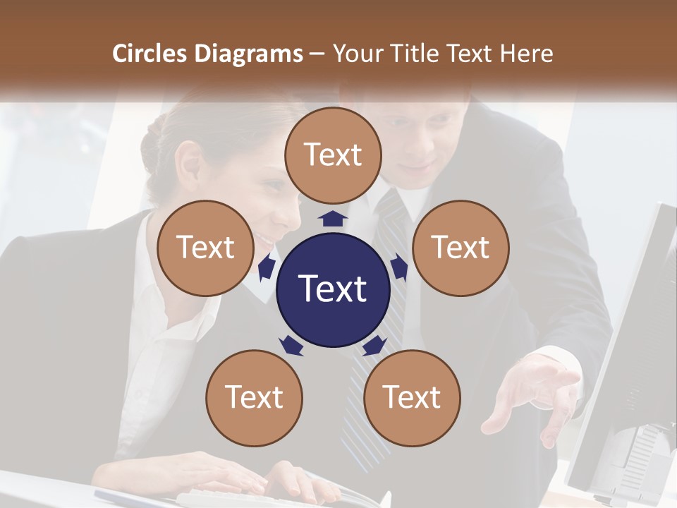 A Man And A Woman Looking At A Computer Screen PowerPoint Template