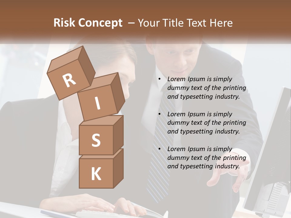 A Man And A Woman Looking At A Computer Screen PowerPoint Template