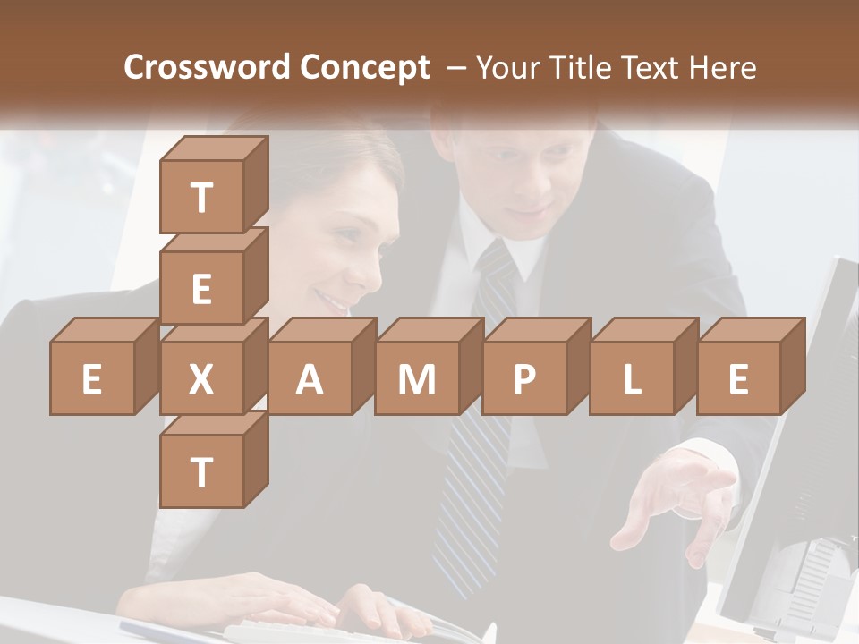 A Man And A Woman Looking At A Computer Screen PowerPoint Template