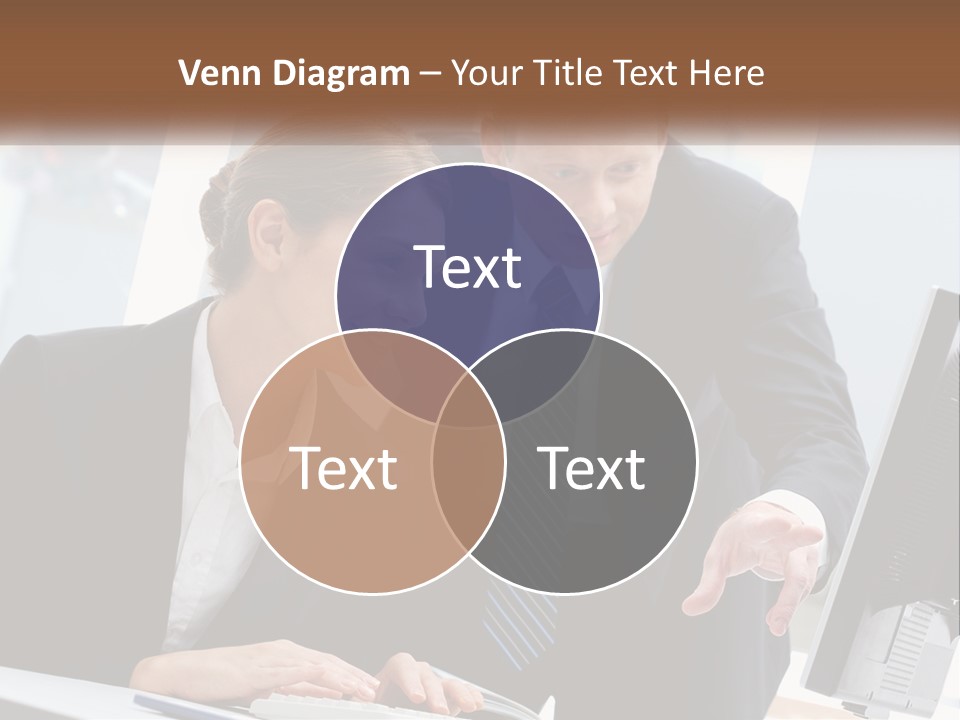 A Man And A Woman Looking At A Computer Screen PowerPoint Template