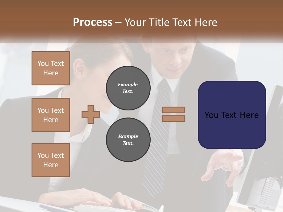 A Man And A Woman Looking At A Computer Screen PowerPoint Template