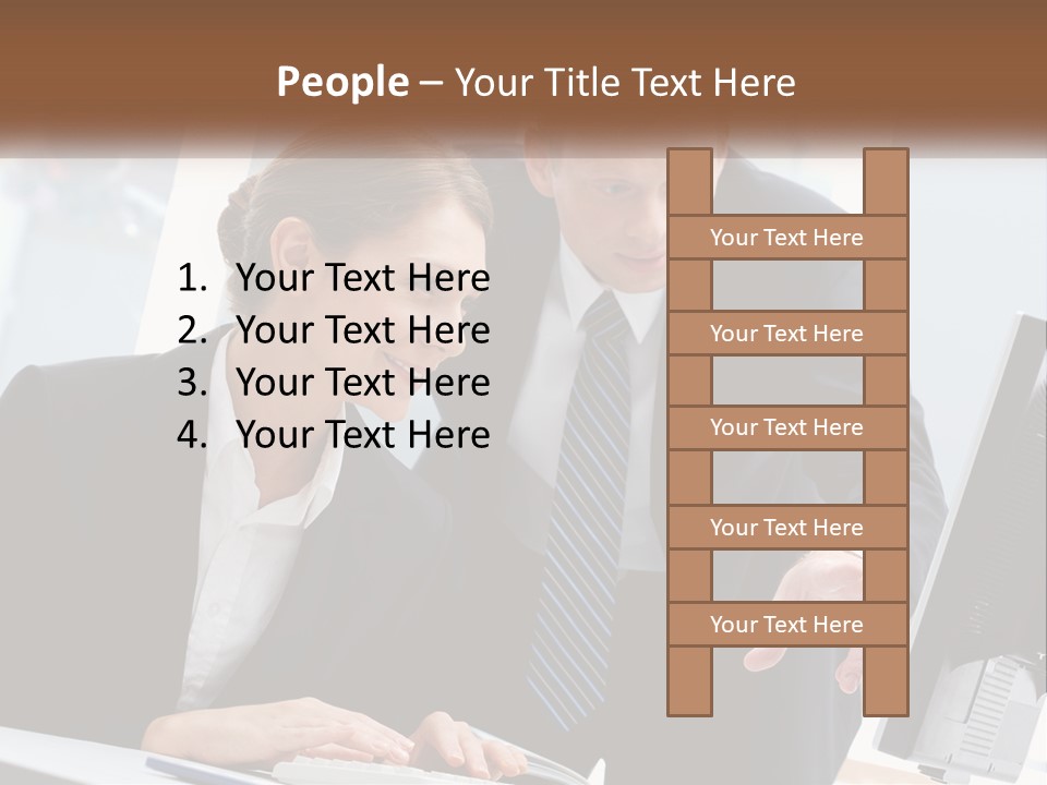 A Man And A Woman Looking At A Computer Screen PowerPoint Template