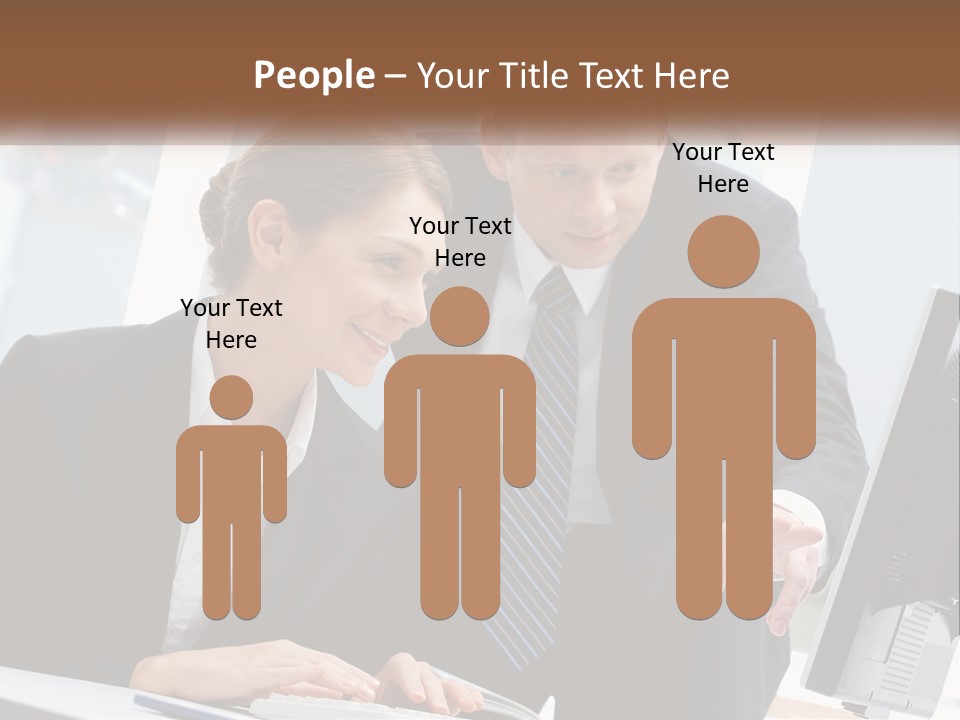 A Man And A Woman Looking At A Computer Screen PowerPoint Template