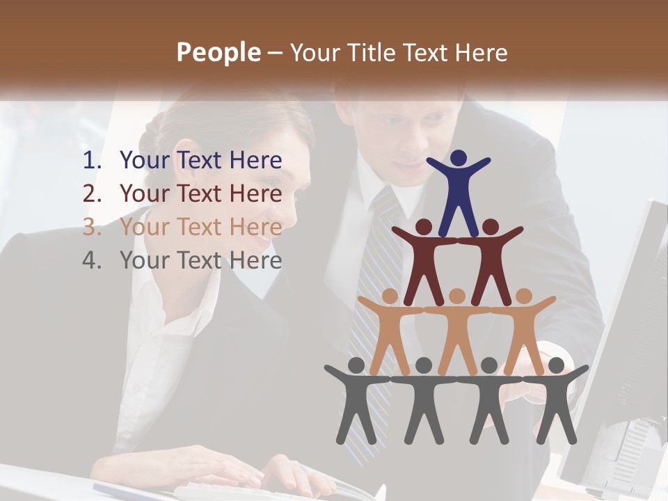 A Man And A Woman Looking At A Computer Screen PowerPoint Template