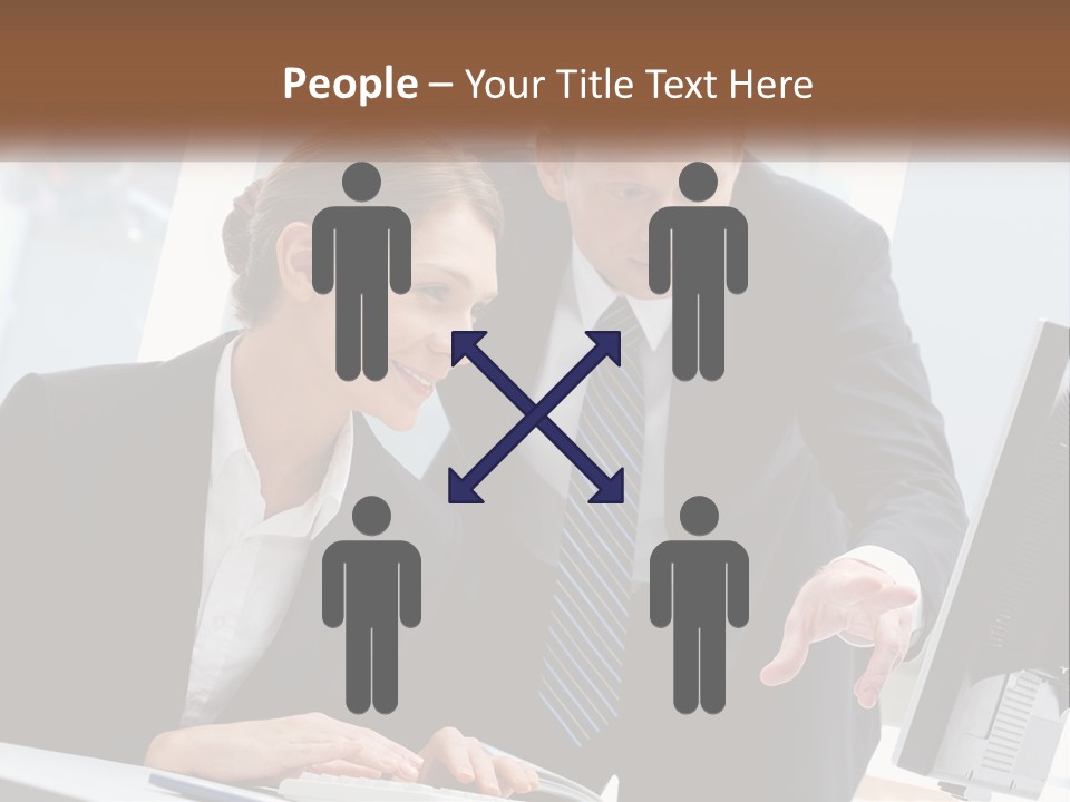 A Man And A Woman Looking At A Computer Screen PowerPoint Template