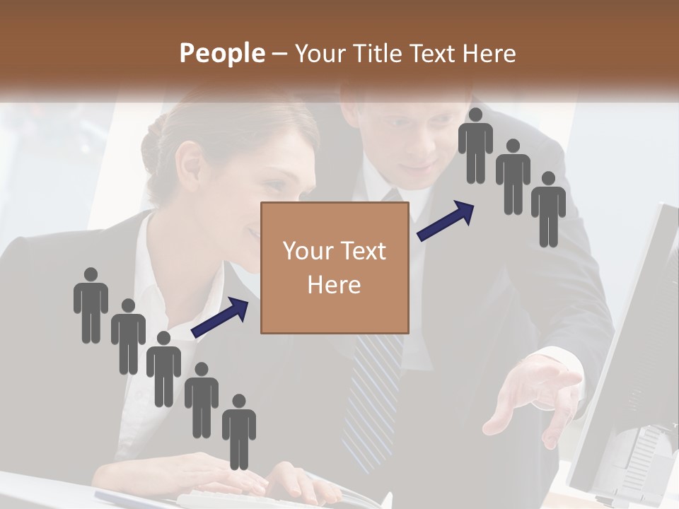 A Man And A Woman Looking At A Computer Screen PowerPoint Template