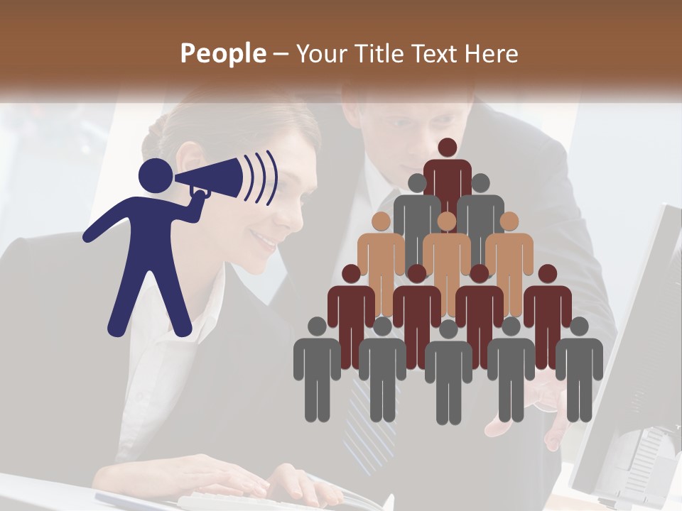 A Man And A Woman Looking At A Computer Screen PowerPoint Template