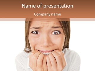 A Woman Is Smiling With Her Hands On Her Mouth PowerPoint Template