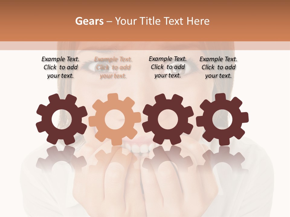 A Woman Is Smiling With Her Hands On Her Mouth PowerPoint Template