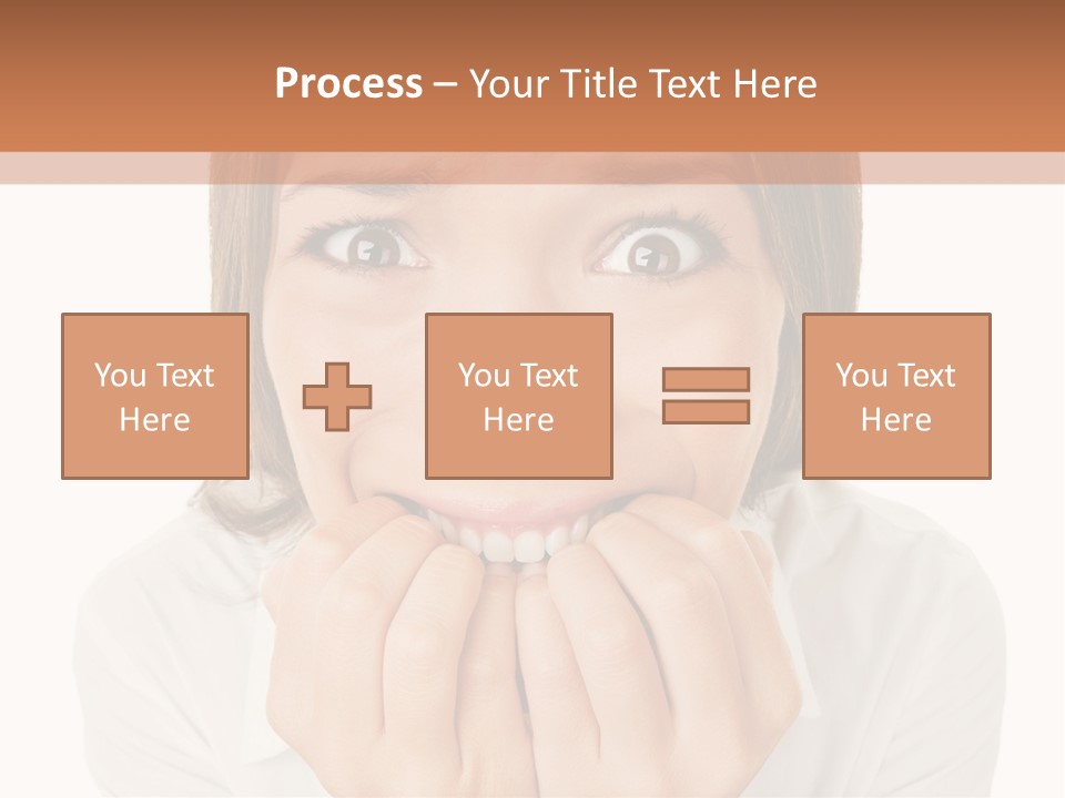 A Woman Is Smiling With Her Hands On Her Mouth PowerPoint Template