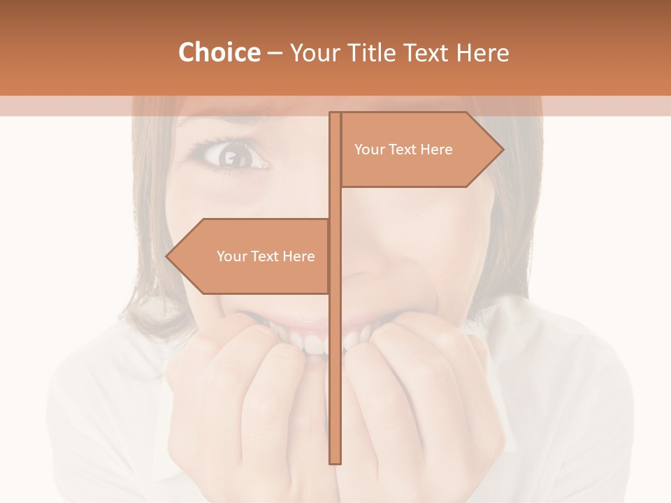 A Woman Is Smiling With Her Hands On Her Mouth PowerPoint Template