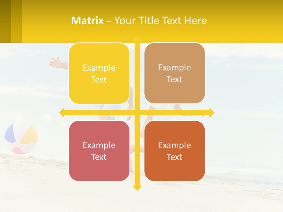 A Man And A Little Girl Playing With A Ball On The Beach PowerPoint Template