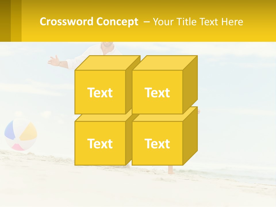 A Man And A Little Girl Playing With A Ball On The Beach PowerPoint Template