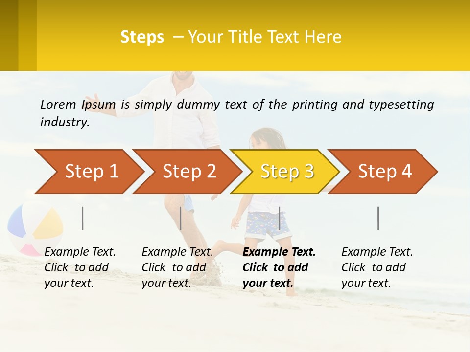 A Man And A Little Girl Playing With A Ball On The Beach PowerPoint Template