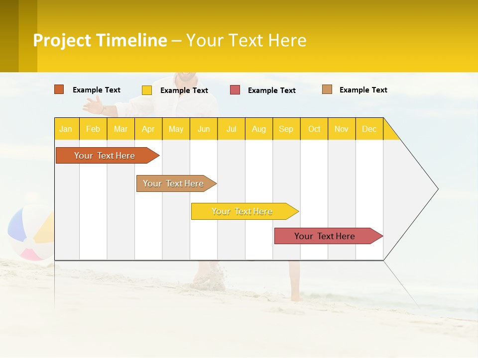 A Man And A Little Girl Playing With A Ball On The Beach PowerPoint Template