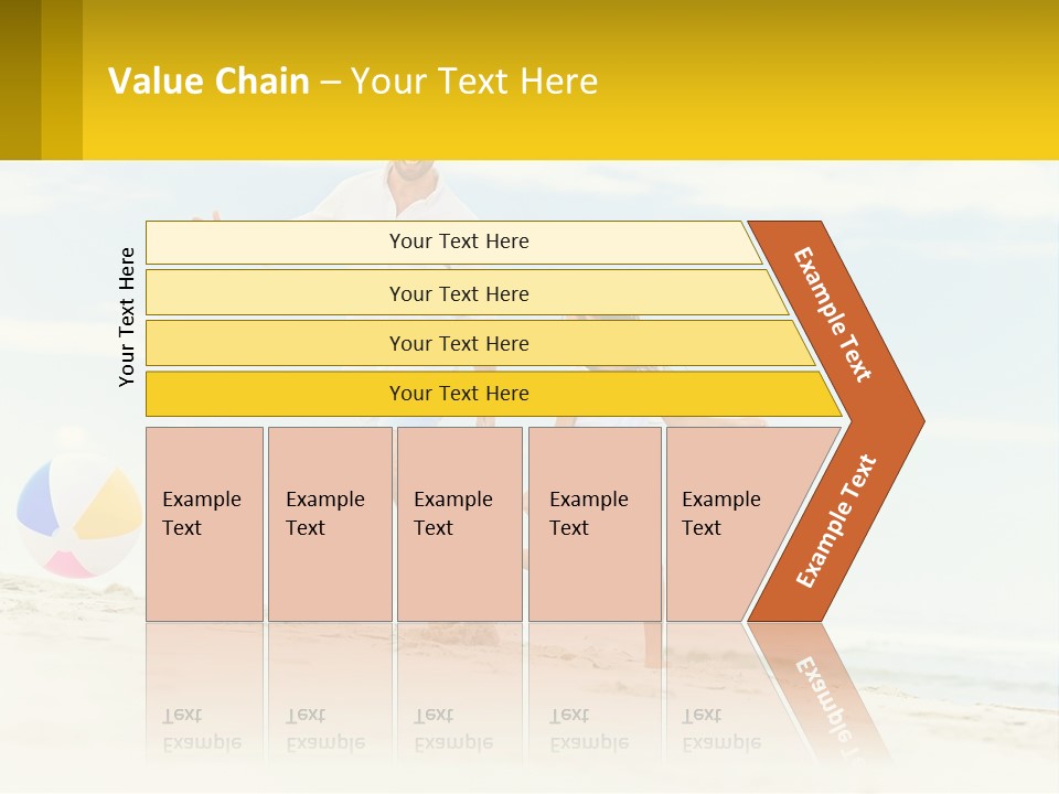 A Man And A Little Girl Playing With A Ball On The Beach PowerPoint Template