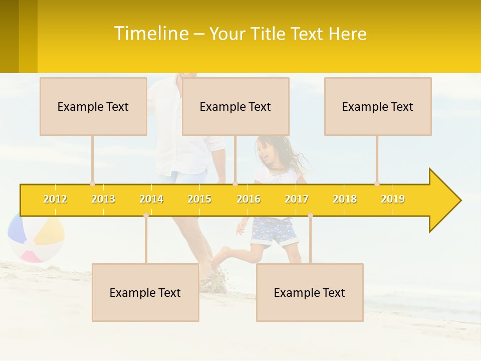 A Man And A Little Girl Playing With A Ball On The Beach PowerPoint Template