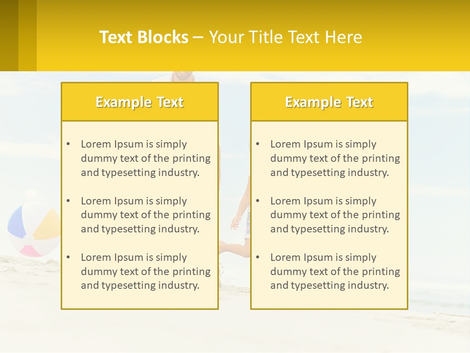 A Man And A Little Girl Playing With A Ball On The Beach PowerPoint Template