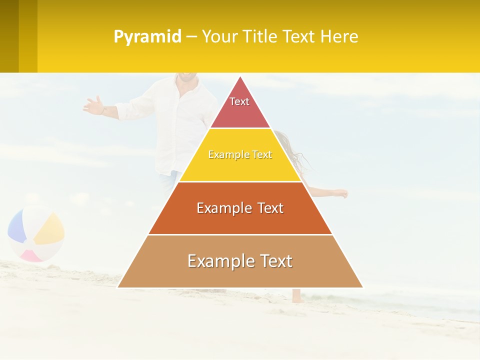 A Man And A Little Girl Playing With A Ball On The Beach PowerPoint Template