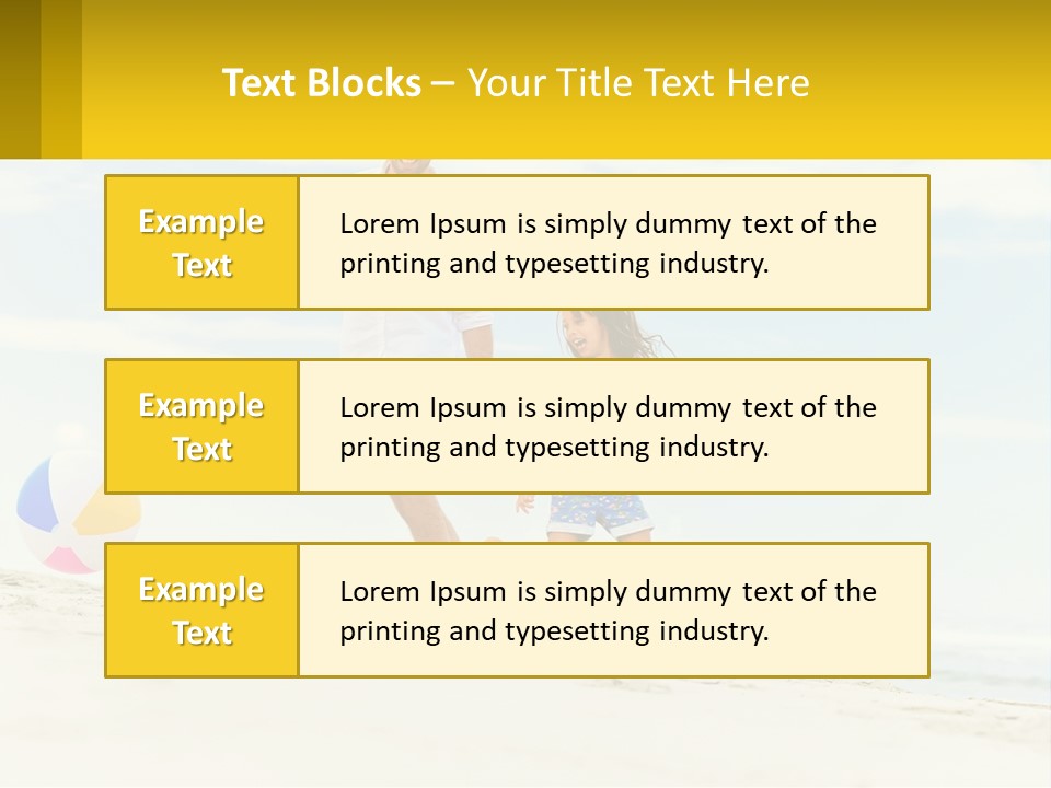 A Man And A Little Girl Playing With A Ball On The Beach PowerPoint Template