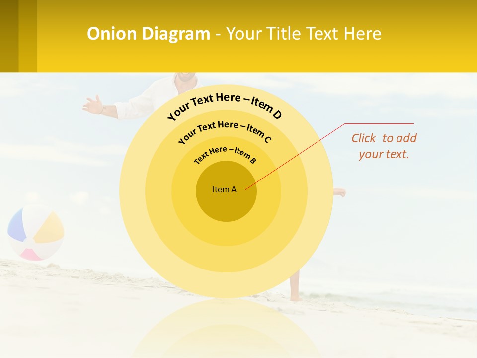 A Man And A Little Girl Playing With A Ball On The Beach PowerPoint Template