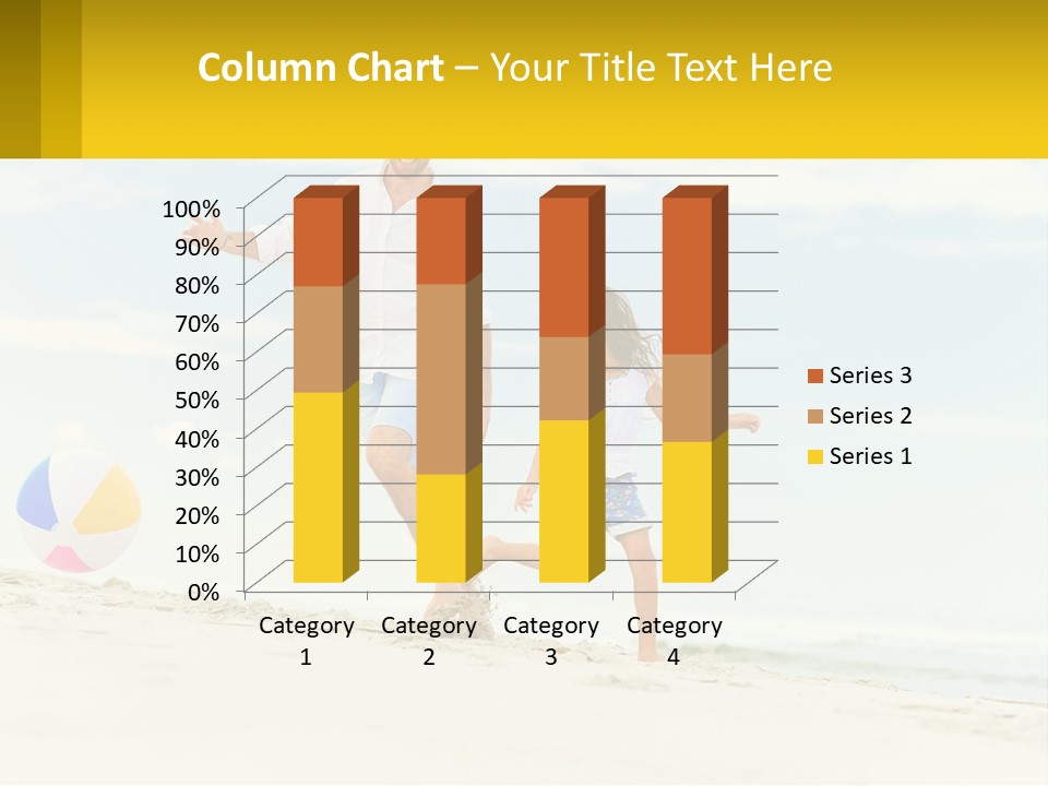 A Man And A Little Girl Playing With A Ball On The Beach PowerPoint Template