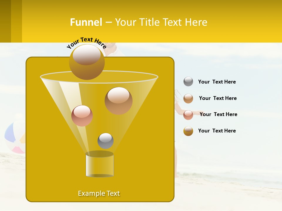 A Man And A Little Girl Playing With A Ball On The Beach PowerPoint Template