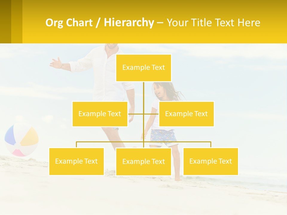 A Man And A Little Girl Playing With A Ball On The Beach PowerPoint Template