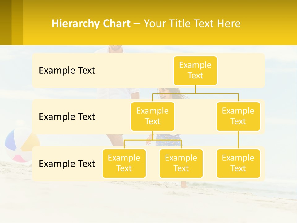 A Man And A Little Girl Playing With A Ball On The Beach PowerPoint Template