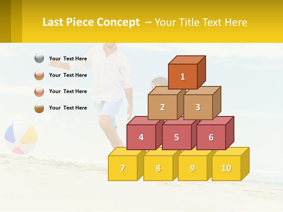 A Man And A Little Girl Playing With A Ball On The Beach PowerPoint Template