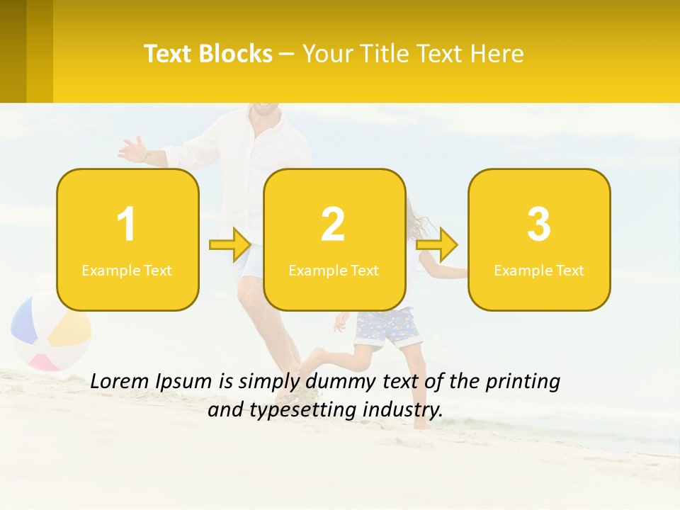 A Man And A Little Girl Playing With A Ball On The Beach PowerPoint Template