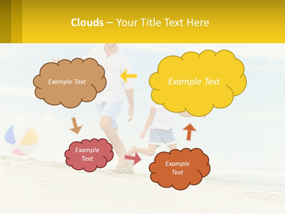 A Man And A Little Girl Playing With A Ball On The Beach PowerPoint Template