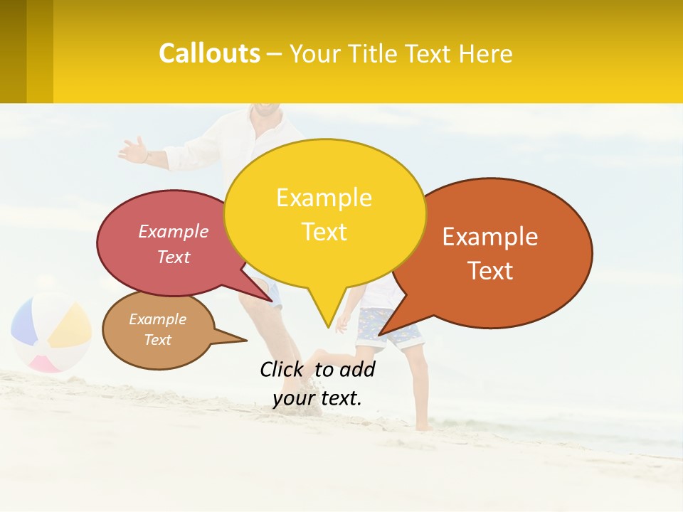 A Man And A Little Girl Playing With A Ball On The Beach PowerPoint Template