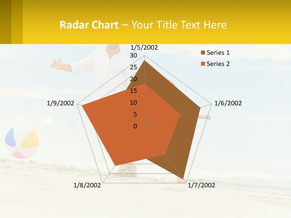 A Man And A Little Girl Playing With A Ball On The Beach PowerPoint Template