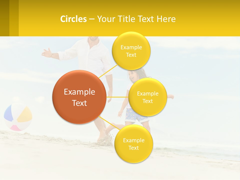 A Man And A Little Girl Playing With A Ball On The Beach PowerPoint Template