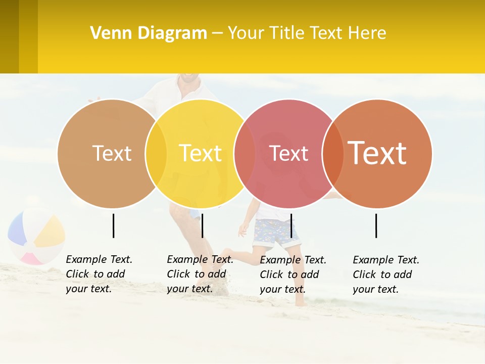 A Man And A Little Girl Playing With A Ball On The Beach PowerPoint Template