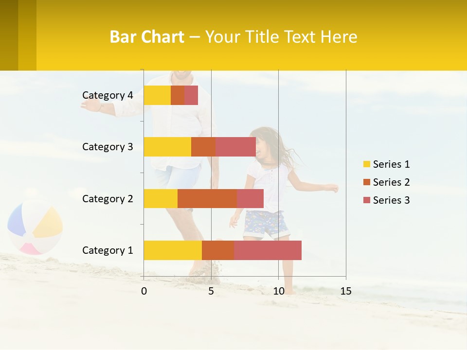 A Man And A Little Girl Playing With A Ball On The Beach PowerPoint Template