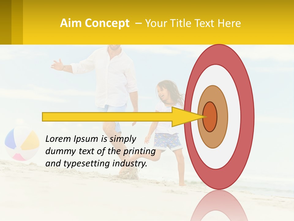 A Man And A Little Girl Playing With A Ball On The Beach PowerPoint Template