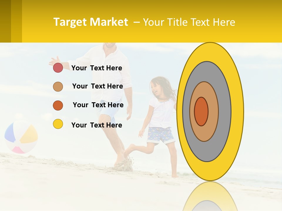 A Man And A Little Girl Playing With A Ball On The Beach PowerPoint Template