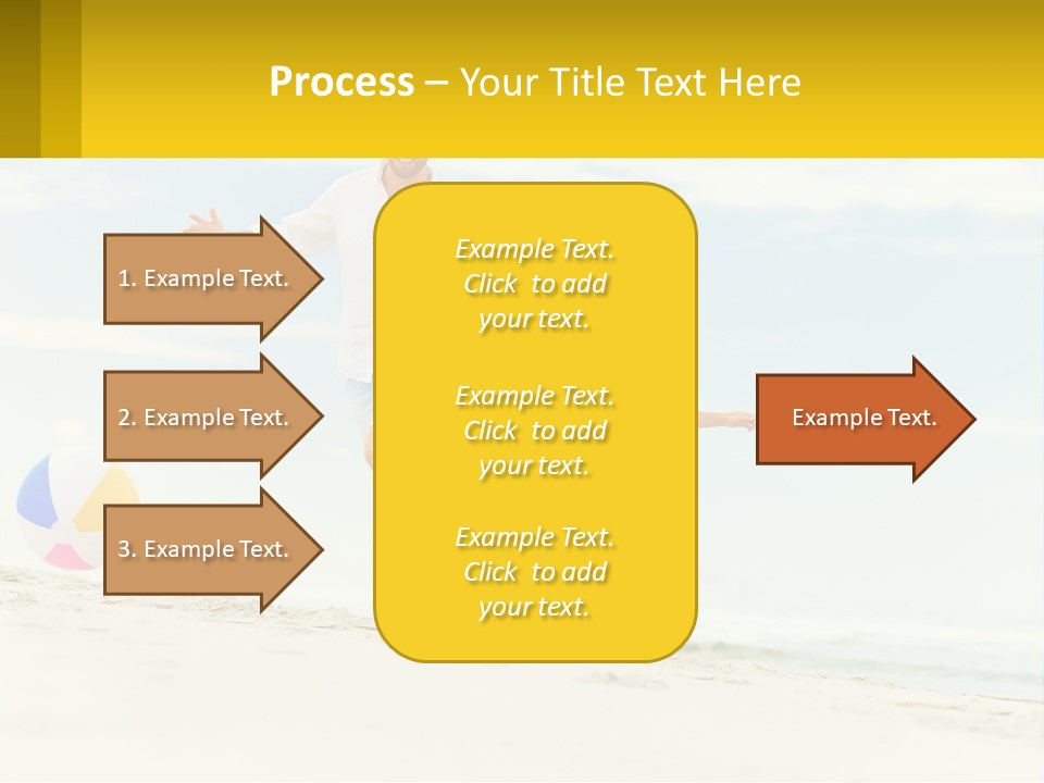 A Man And A Little Girl Playing With A Ball On The Beach PowerPoint Template