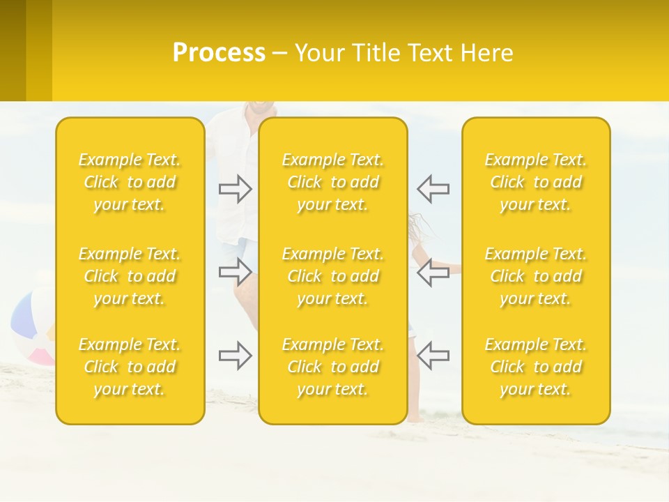 A Man And A Little Girl Playing With A Ball On The Beach PowerPoint Template