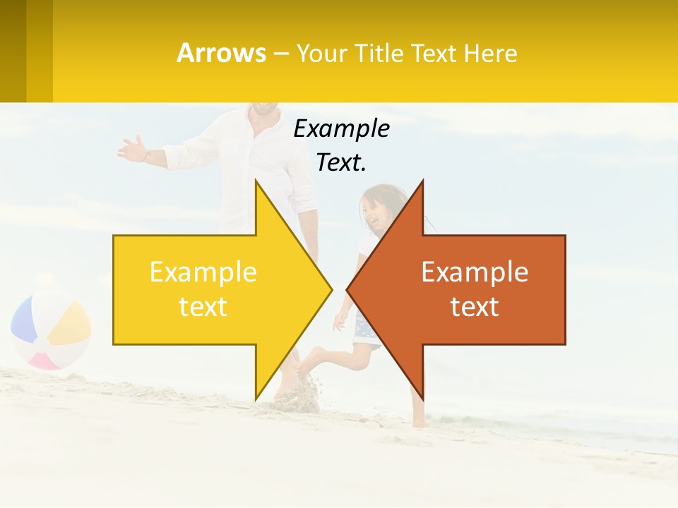 A Man And A Little Girl Playing With A Ball On The Beach PowerPoint Template