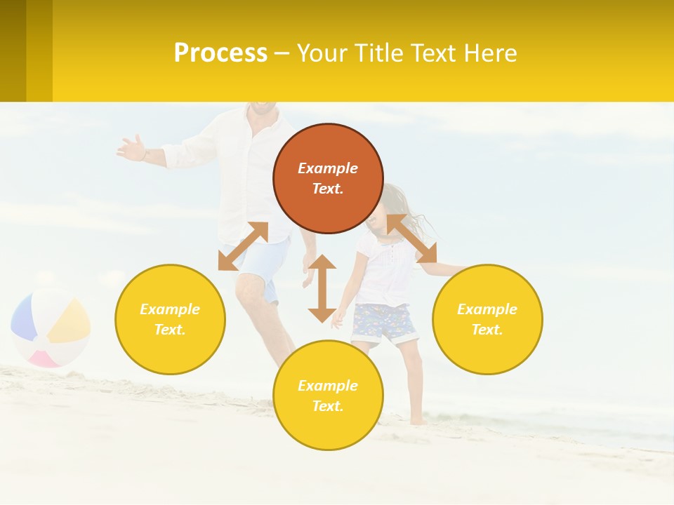 A Man And A Little Girl Playing With A Ball On The Beach PowerPoint Template