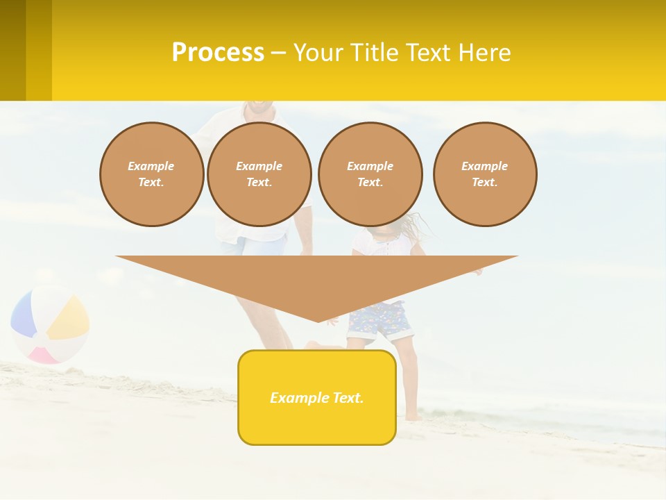 A Man And A Little Girl Playing With A Ball On The Beach PowerPoint Template